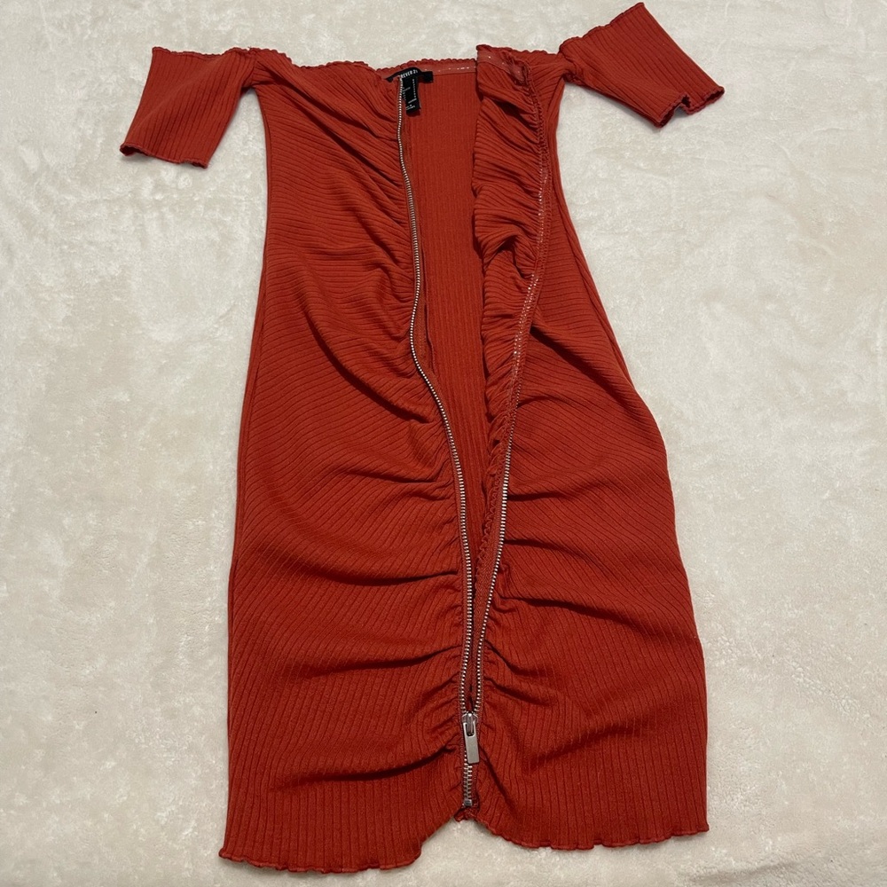 Rust Off-Shoulder Dress - Picture 6 of 6